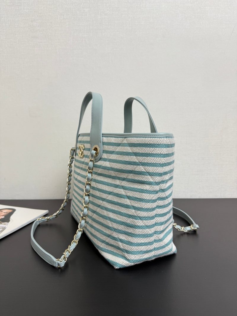 CC 26 Striped Woven Beach Bag 46 Blue in Cowhide