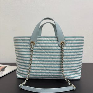 CC 26 Striped Woven Beach Bag 46 Blue in Cowhide