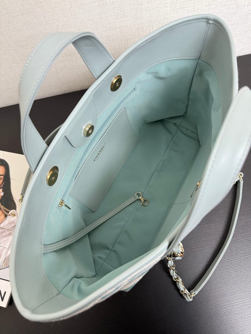 CC 26 Striped Woven Beach Bag 46 Blue in Cowhide