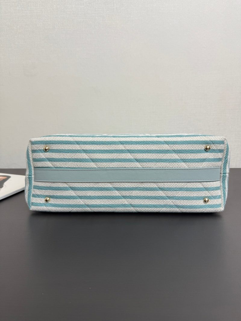 CC 26 Striped Woven Beach Bag 46 Blue in Cowhide