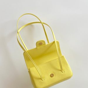 MM 26 Coco Long Shoulder Strap Flap Yellow Bag in Cowhide