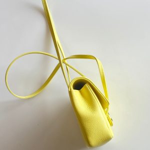 MM 26 Coco Long Shoulder Strap Flap Yellow Bag in Cowhide