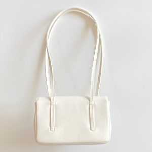 MM 26 Coco Long Shoulder Strap Flap White Bag in Cowhide