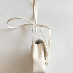 MM 26 Coco Long Shoulder Strap Flap White Bag in Cowhide