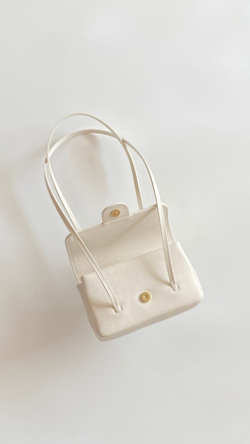 MM 26 Coco Long Shoulder Strap Flap White Bag in Cowhide