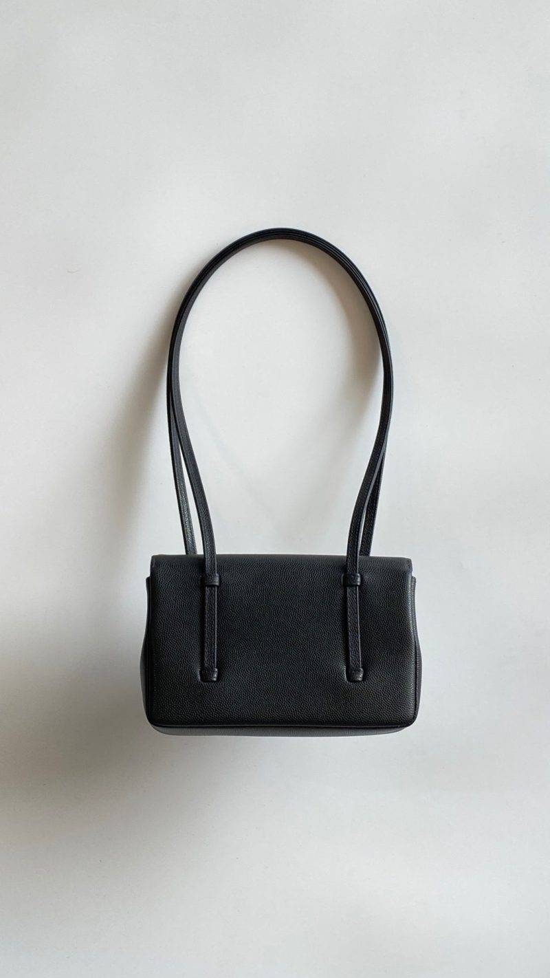 MM 26 Coco Long Shoulder Strap Flap Black Bag in Cowhide