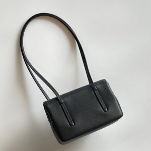 MM 26 Coco Long Shoulder Strap Flap Black Bag in Cowhide