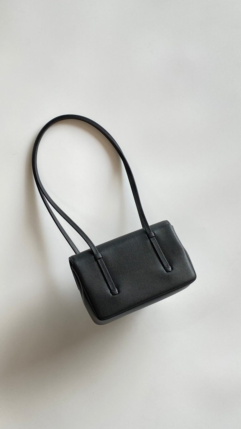 MM 26 Coco Long Shoulder Strap Flap Black Bag in Cowhide