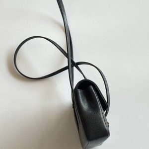 MM 26 Coco Long Shoulder Strap Flap Black Bag in Cowhide