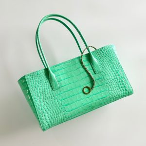 CC 26S Cerf Classic Commuter Tote Bag in Mint Green Crocodile-Embossed Calfskin (made - to - order)