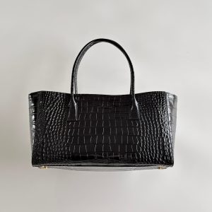CC 26S Cerf Classic Commuter Tote Bag in Black Crocodile-Embossed Calfskin (made - to - order)