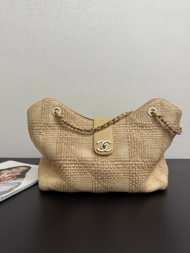 CC 26S Tote Bag in Beige Braided Raffia Gold Hardware (made - to - order)