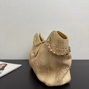 CC 26S Tote Bag in Beige Braided Raffia Gold Hardware (made - to - order)