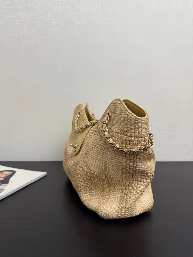 CC 26S Tote Bag in Beige Braided Raffia Gold Hardware (made - to - order)