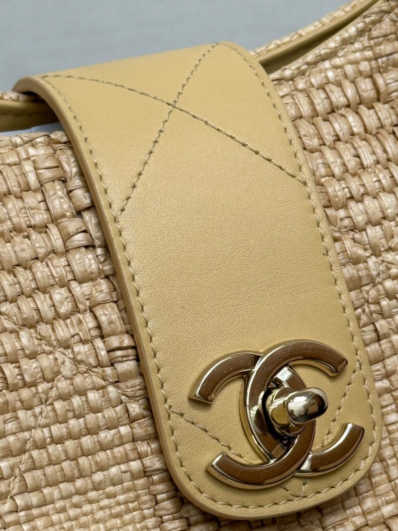 CC 26S Tote Bag in Beige Braided Raffia Gold Hardware (made - to - order)