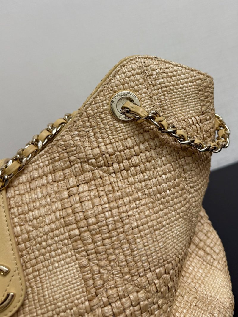 CC 26S Tote Bag in Beige Braided Raffia Gold Hardware (made - to - order)