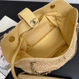 CC 26S Tote Bag in Beige Braided Raffia Gold Hardware (made - to - order)