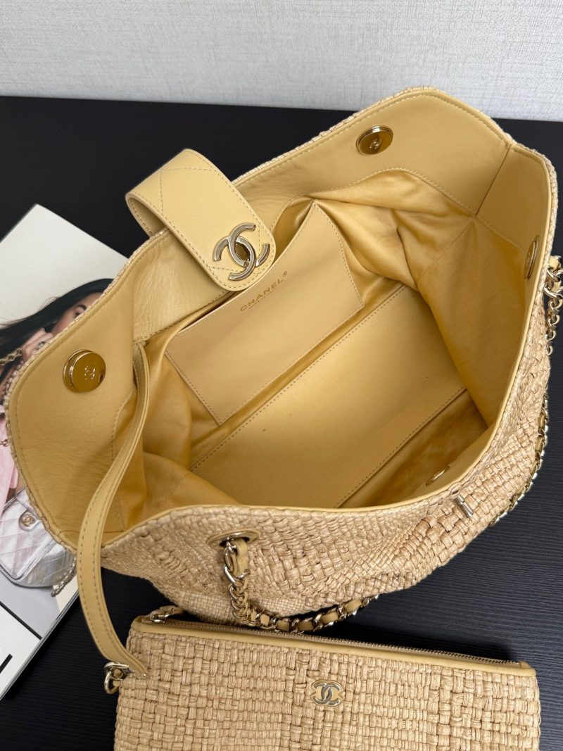 CC 26S Tote Bag in Beige Braided Raffia Gold Hardware (made - to - order)