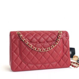 FLAP BAG JUMBO 30CM RED CAVIAR GOLD HARDWARE
