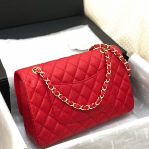 FLAP BAG MEDIUM 25CM RED CAVIAR GOLD HARDWARE