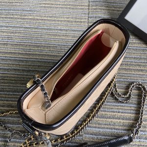 CC MEDIUM 20 HOBO BAG IN BEIGE CREAM MIX BLACK CALFSKIN WITH STRAP