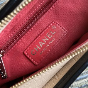 CC MEDIUM 20 HOBO BAG IN BEIGE CREAM MIX BLACK CALFSKIN WITH STRAP