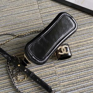 CC MEDIUM 20 HOBO BAG IN BEIGE CREAM MIX BLACK CALFSKIN WITH STRAP