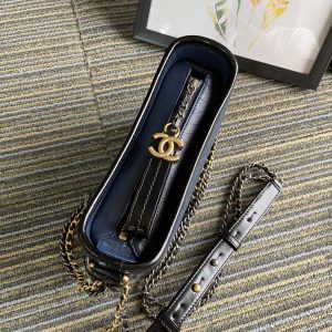 CC MEDIUM 20 HOBO BAG IN AEGEAN BLUE MIX BLACK CALFSKIN WITH STRAP