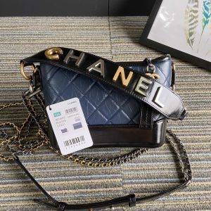 CC MEDIUM 20 HOBO BAG IN AEGEAN BLUE MIX BLACK CALFSKIN WITH STRAP