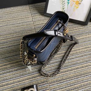 CC MEDIUM 20 HOBO BAG IN AEGEAN BLUE MIX BLACK CALFSKIN WITH STRAP