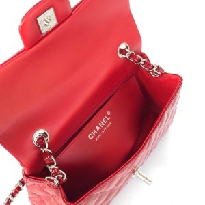 MINI RECTANGLE FLAP BAG 20CM RED PATENT CALFSKIN SILVER HARDWARE