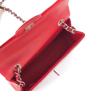 MINI RECTANGLE FLAP BAG 20CM RED PATENT CALFSKIN SILVER HARDWARE