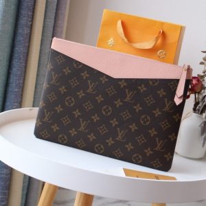 LV M62048 Daily Pouch Brown Ballet Pink Monogram Canvas & Cowhide