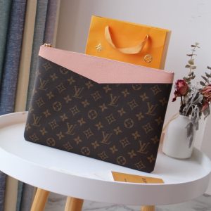 LV M62048 Daily Pouch Brown Ballet Pink Monogram Canvas & Cowhide