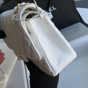flap bag medium 25 white caviar ghw