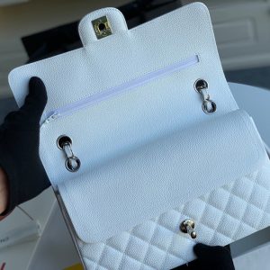 flap bag medium 25 white caviar shw