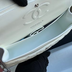 flap bag medium 25 white caviar shw