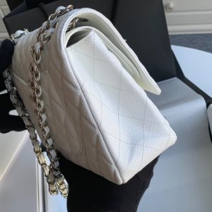 flap bag medium 25 white caviar shw