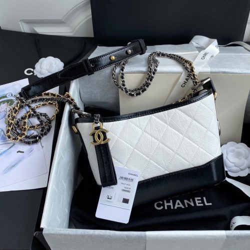 Chanel 25 Gabrielle Black White 20cm Calfskin 289506
