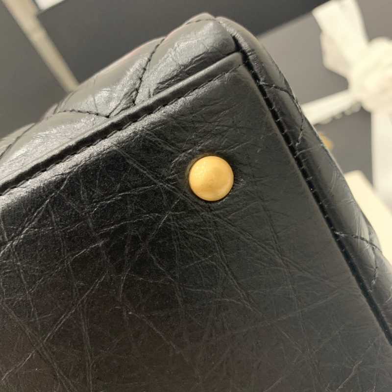 cc shopping bag 30cm black quilted aged calfskin ghw