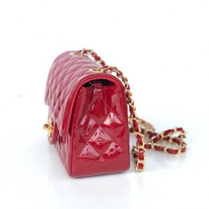 MINI SQUARE FLAP BAG 17CM RED PATENT CALFSKIN GOLD HARDWARE