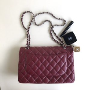 flap bag jumbo 30 burgundy lambskin silver hardware