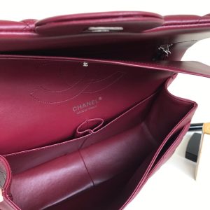 flap bag jumbo 30 burgundy lambskin silver hardware