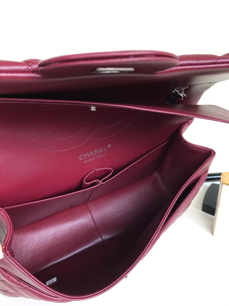 flap bag jumbo 30 burgundy lambskin silver hardware