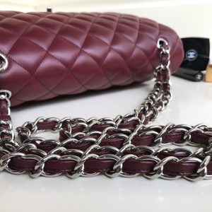 flap bag jumbo 30 burgundy lambskin silver hardware