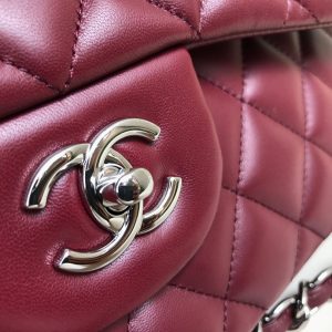 flap bag jumbo 30 burgundy lambskin silver hardware