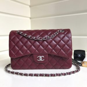 flap bag jumbo 30 burgundy lambskin silver hardware