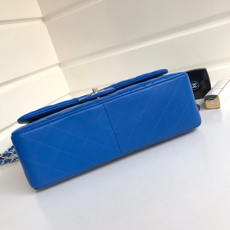 flap bag jumbo 30 blue lambskin silver hardware