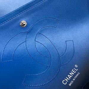 flap bag jumbo 30 blue lambskin silver hardware