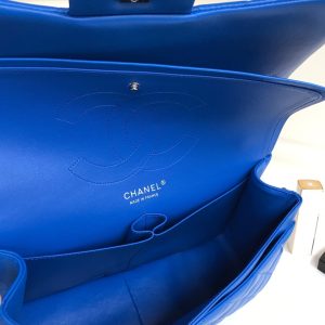 flap bag jumbo 30 blue lambskin silver hardware